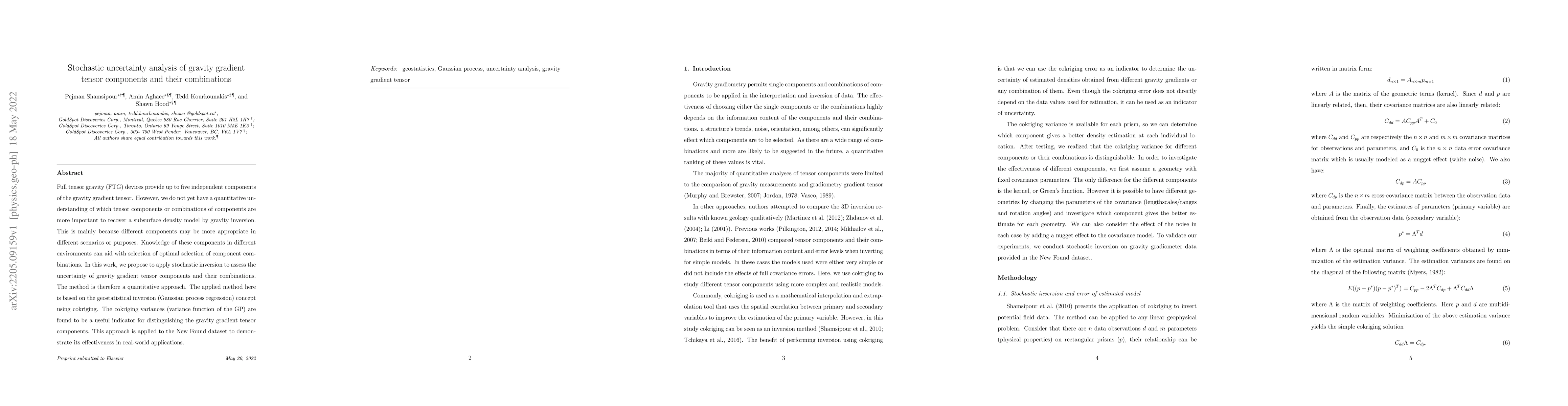 Thumbnail for Stochastic uncertainty analysis of gravity gradient tensor components
  and their combinations