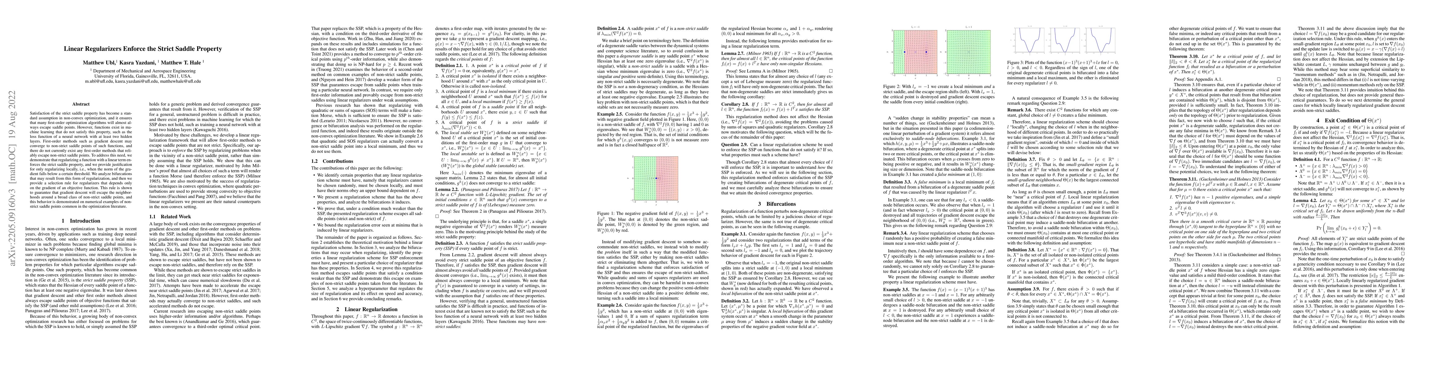 Thumbnail for Linear Regularizers Enforce the Strict Saddle Property