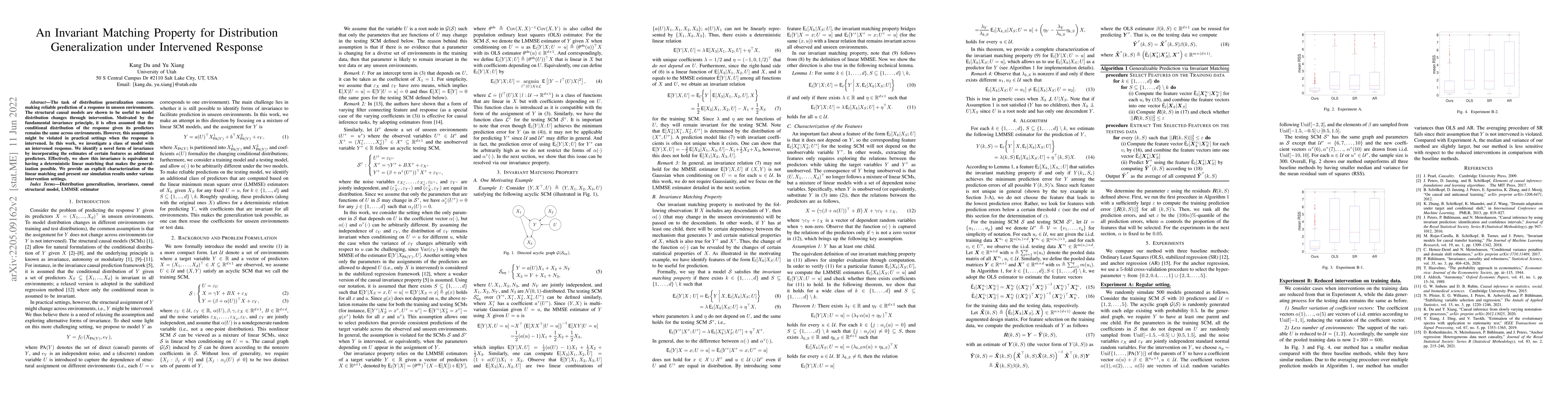 Thumbnail for An Invariant Matching Property for Distribution Generalization under
  Intervened Response