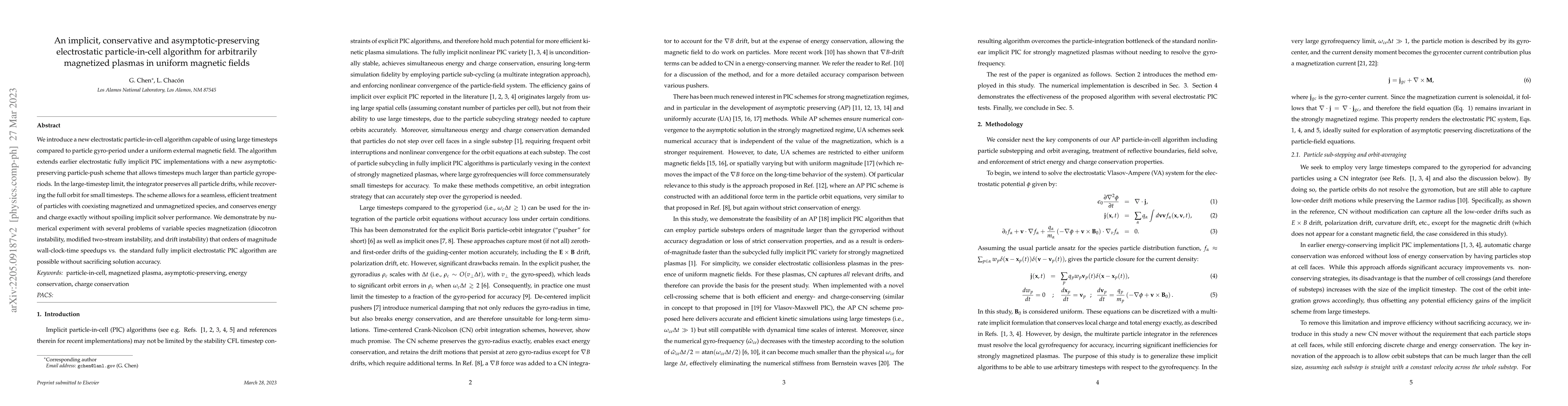 Thumbnail for An implicit, conservative and asymptotic-preserving electrostatic
  particle-in-cell algorithm for arbitrarily magnetized plasmas in uniform
  magnetic fields