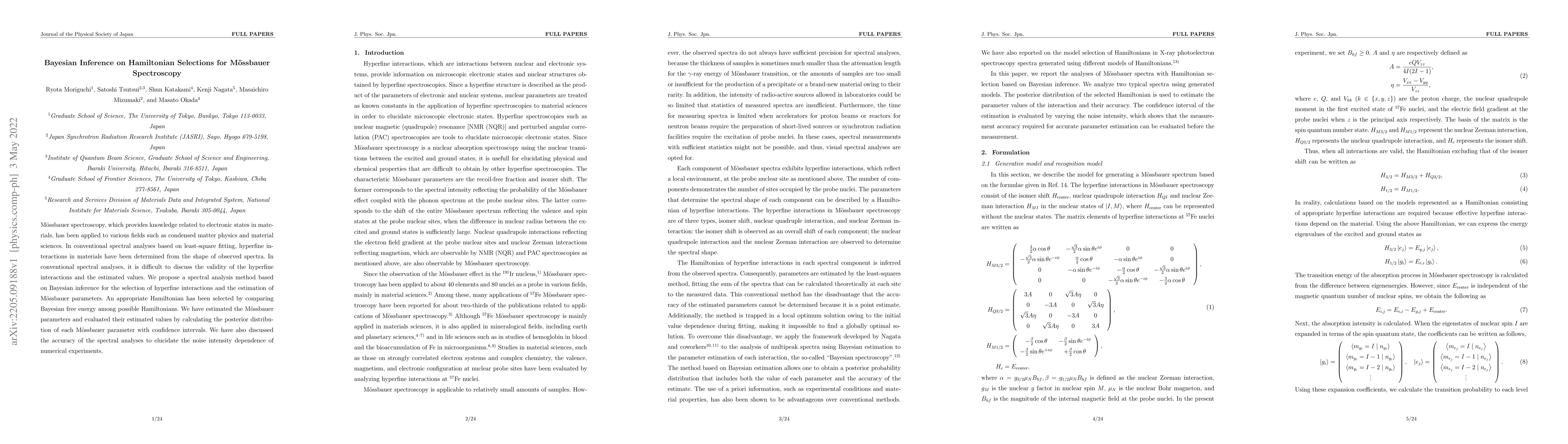 Thumbnail for Bayesian Inference on Hamiltonian Selections for M\"ossbauer
  Spectroscopy