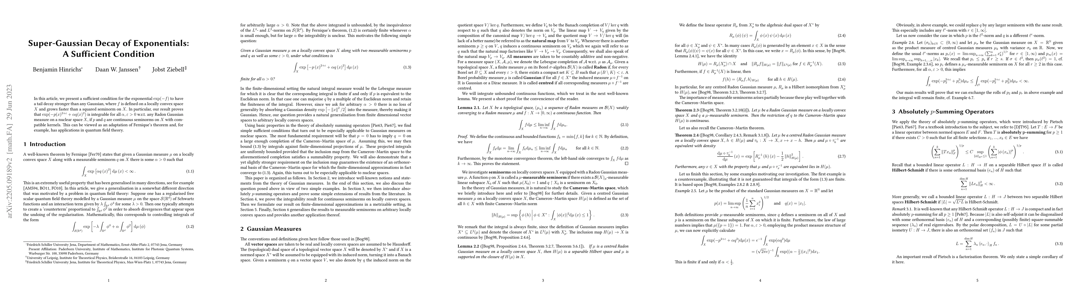 Thumbnail for Super-Gaussian Decay of Exponentials: A Sufficient Condition