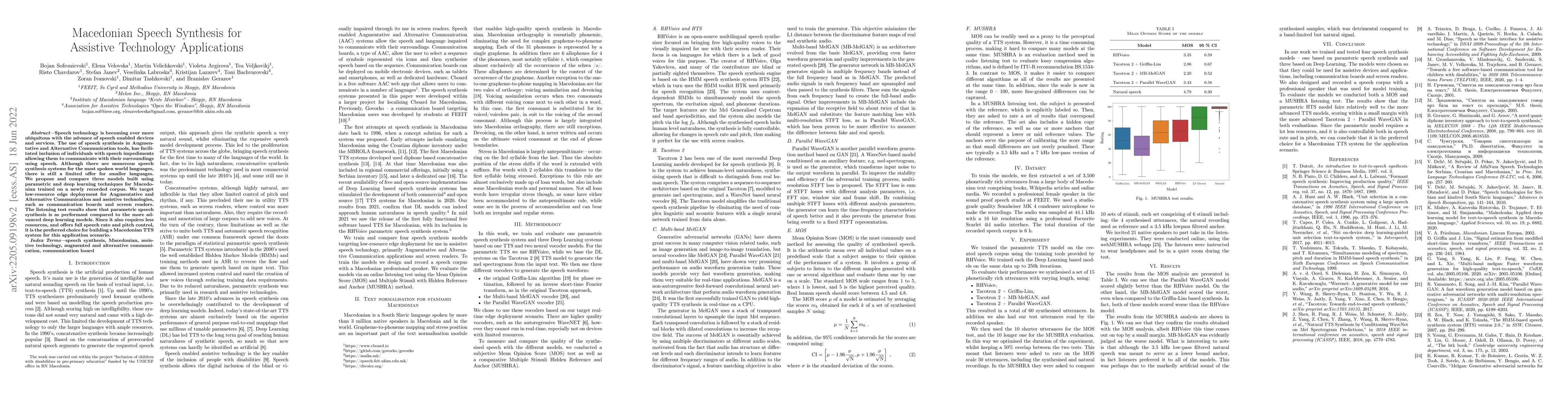 Thumbnail for Macedonian Speech Synthesis for Assistive Technology Applications