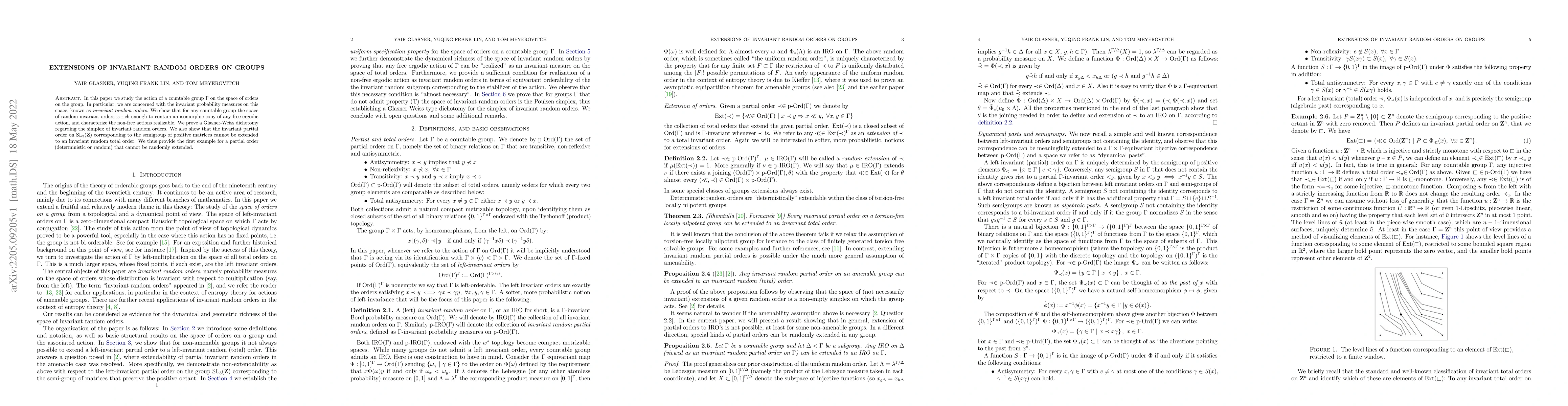 Thumbnail for Extensions of invariant random orders on groups