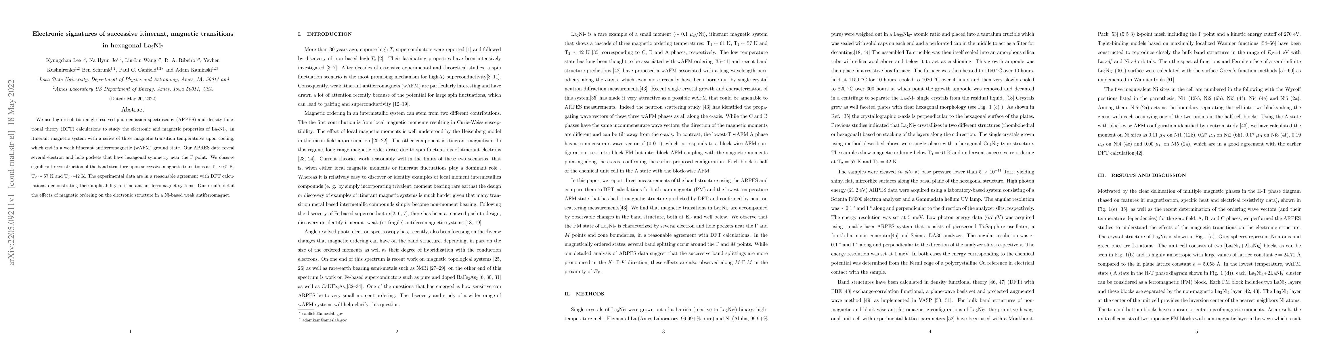 Thumbnail for Electronic signatures of successive itinerant, magnetic transitions in
  hexagonal La2Ni7