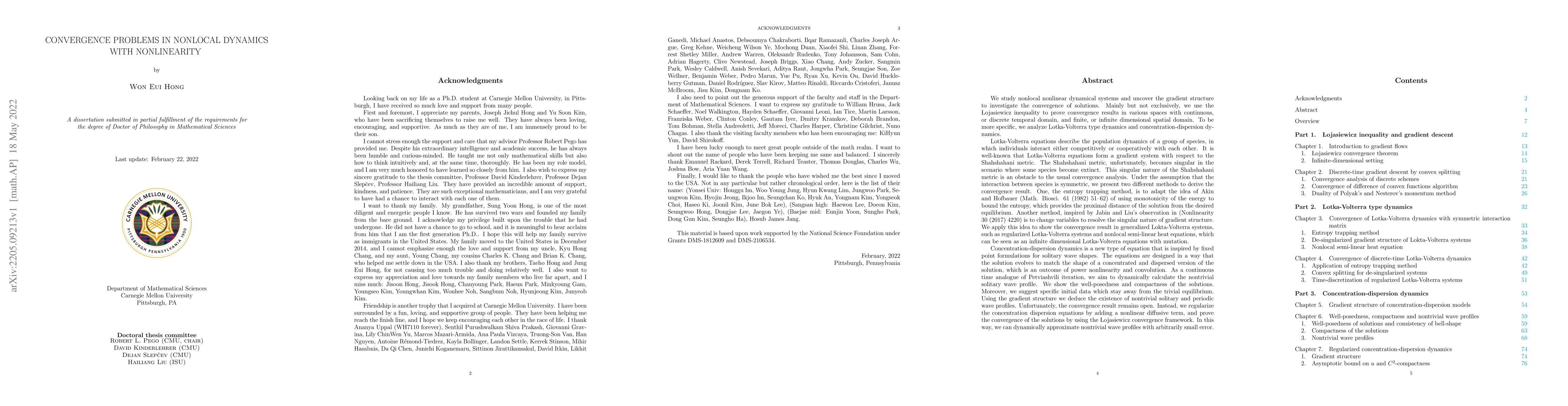 Thumbnail for Convergence problems in nonlocal dynamics with nonlinearity