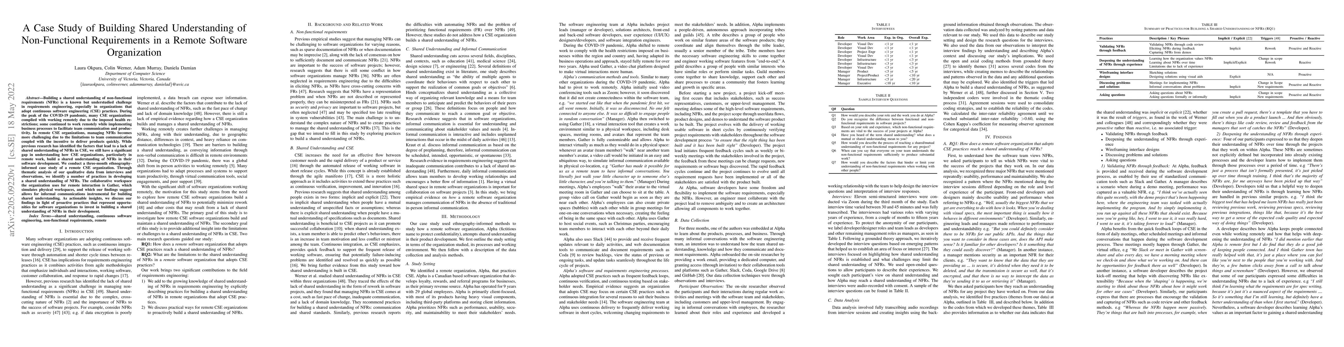 Thumbnail for A Case Study of Building Shared Understanding of Non-Functional
  Requirements in a Remote Software Organization