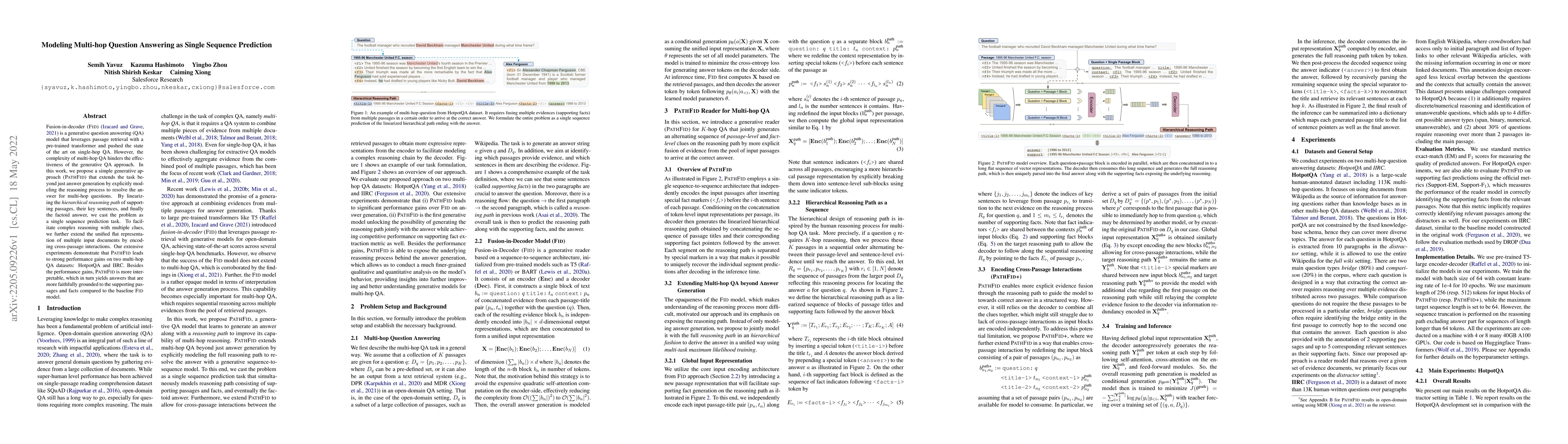Thumbnail for Modeling Multi-hop Question Answering as Single Sequence Prediction