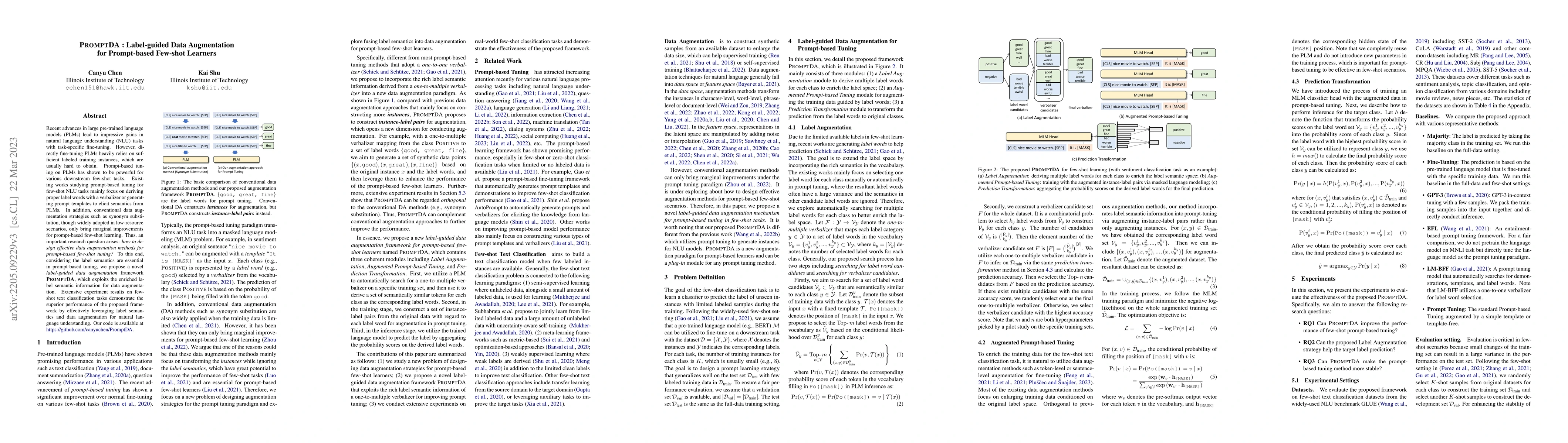 Thumbnail for PromptDA: Label-guided Data Augmentation for Prompt-based Few-shot
  Learners