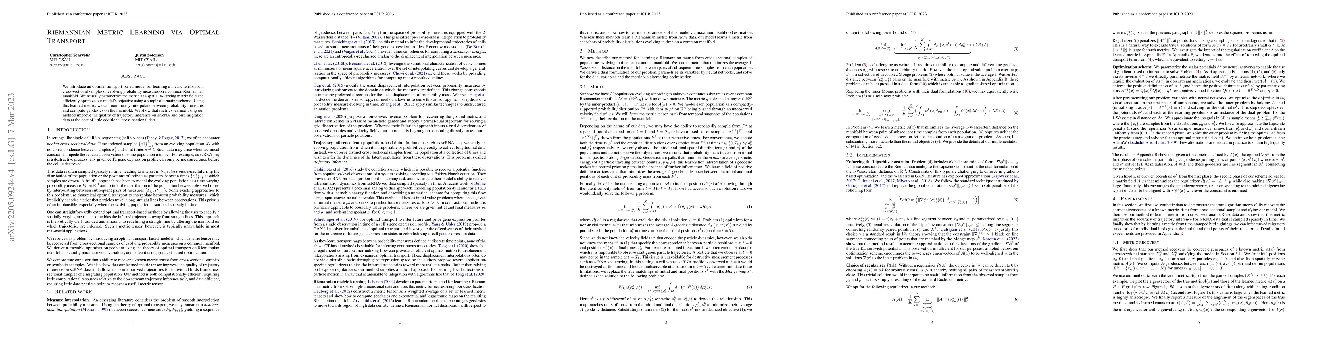 Thumbnail for Riemannian Metric Learning via Optimal Transport