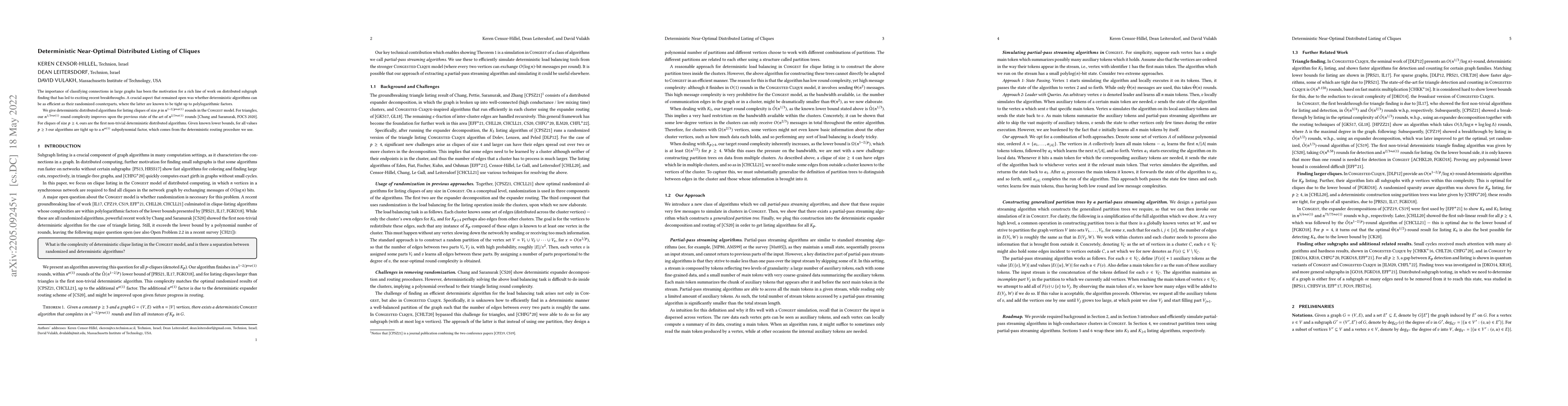 Thumbnail for Deterministic Near-Optimal Distributed Listing of Cliques