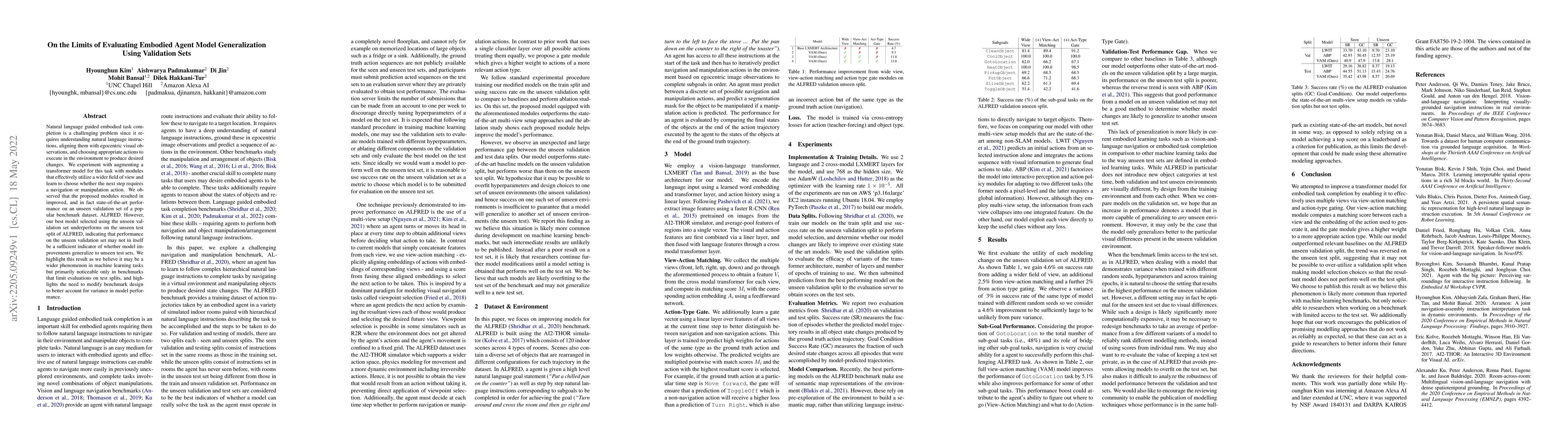 Thumbnail for On the Limits of Evaluating Embodied Agent Model Generalization Using
  Validation Sets