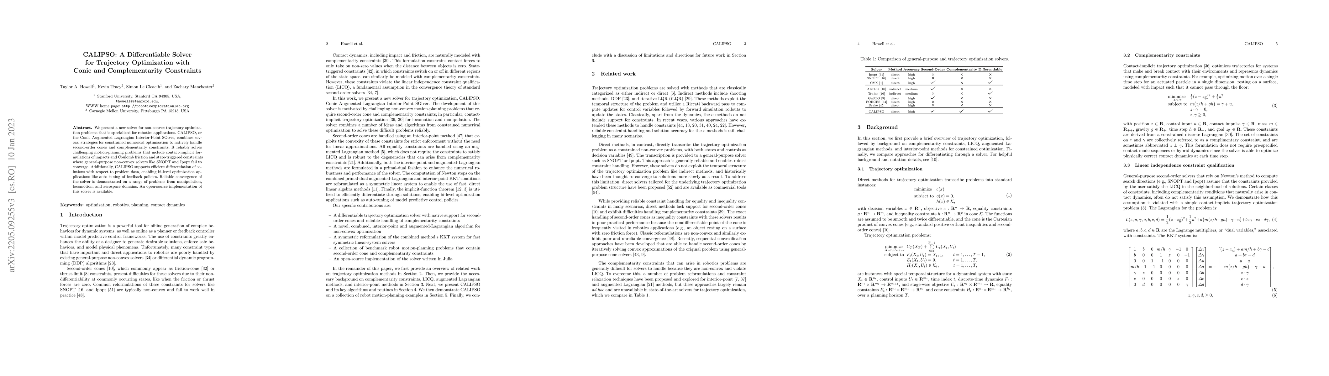 Thumbnail for CALIPSO: A Differentiable Solver for Trajectory Optimization with Conic
  and Complementarity Constraints
