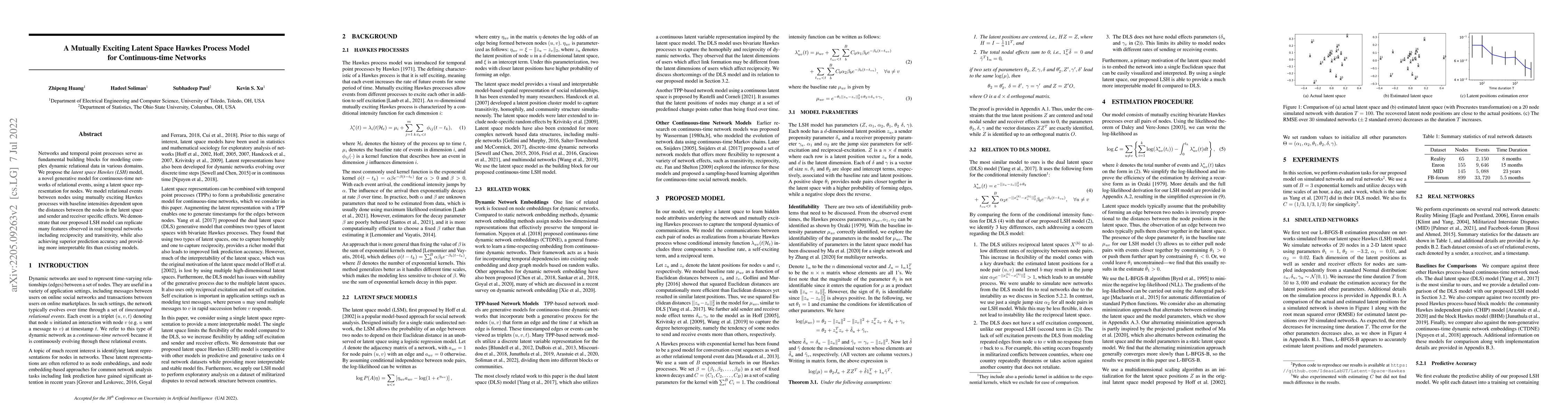 Thumbnail for A Mutually Exciting Latent Space Hawkes Process Model for
  Continuous-time Networks