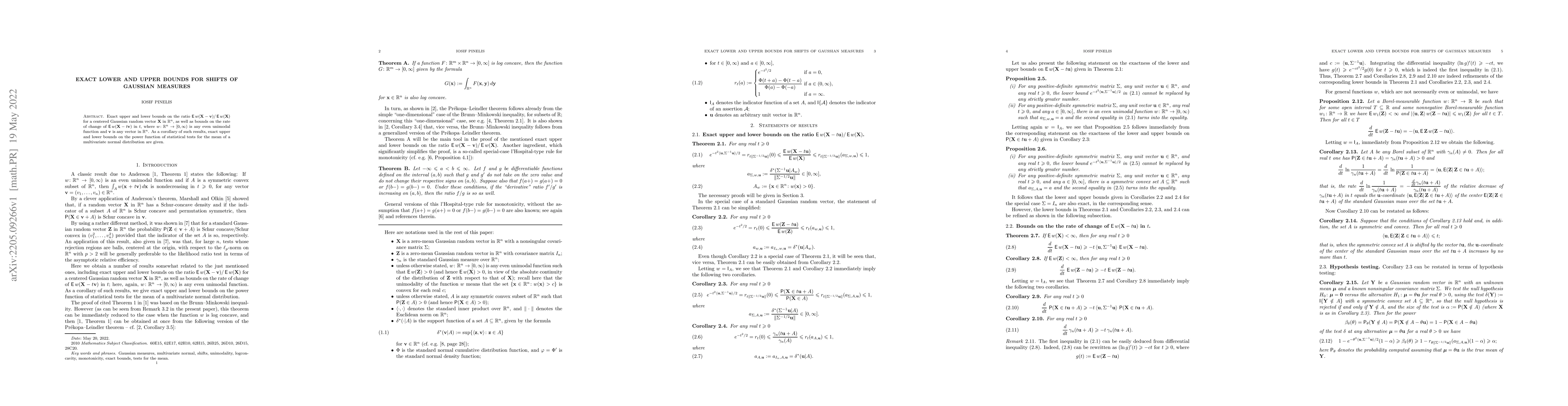 Thumbnail for Exact lower and upper bounds for shifts of Gaussian measures