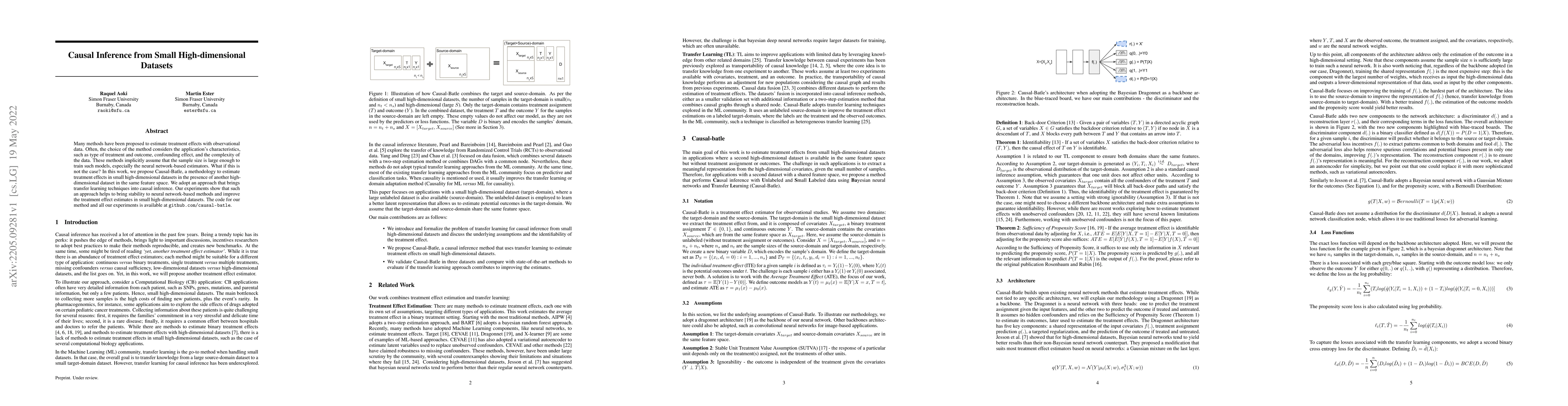 Thumbnail for Causal Inference from Small High-dimensional Datasets