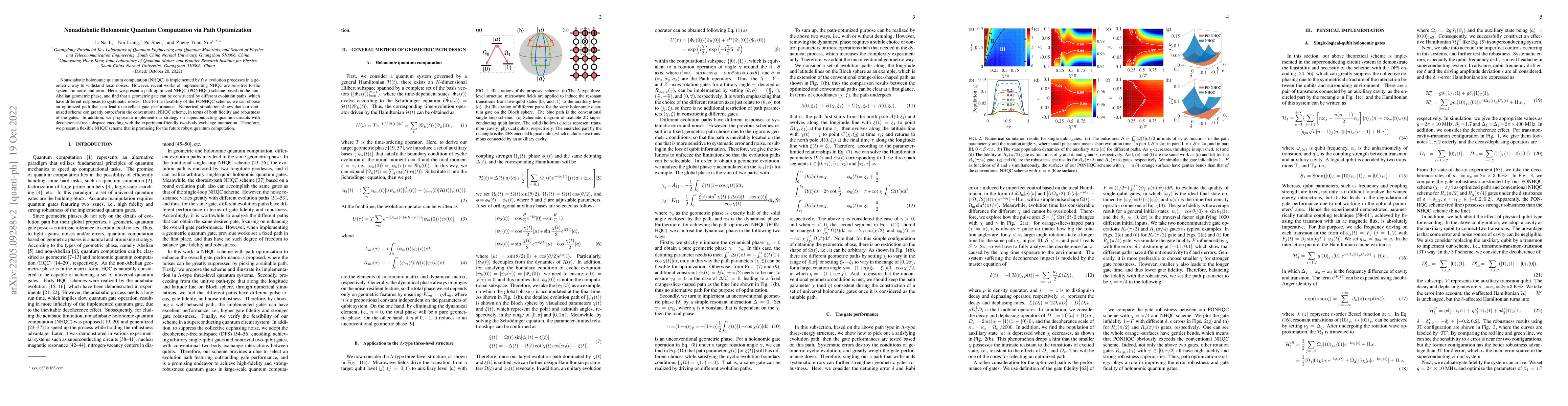 Thumbnail for Nonadiabatic Holonomic Quantum Computation via Path Optimization