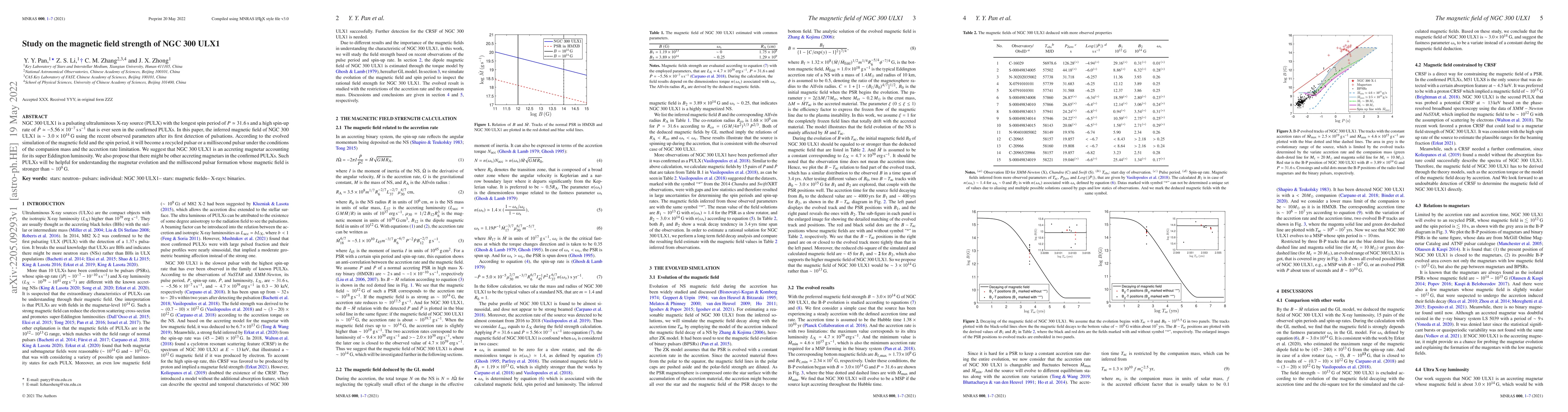 Thumbnail for Study on the magnetic field strength of NGC 300 ULX1