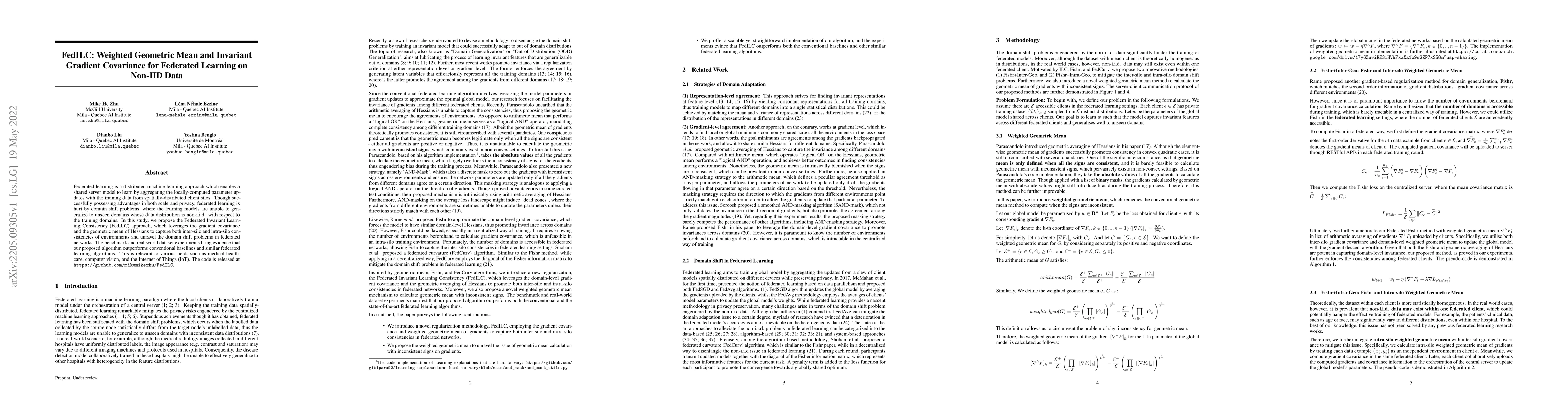 Thumbnail for FedILC: Weighted Geometric Mean and Invariant Gradient Covariance for
  Federated Learning on Non-IID Data