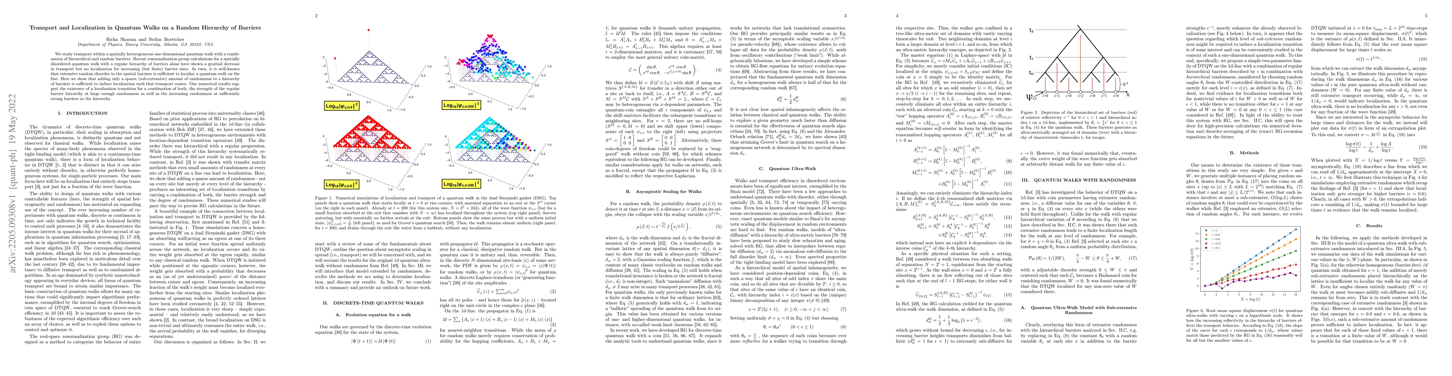 Thumbnail for Transport and Localization in Quantum Walks on a Random Hierarchy of
  Barriers