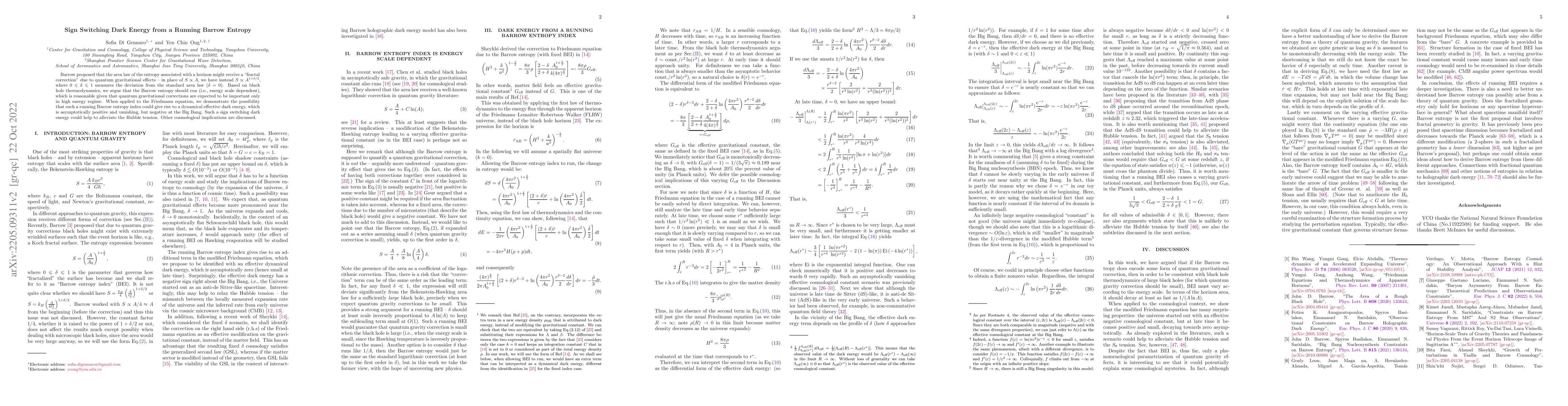 Thumbnail for Sign Switching Dark Energy from a Running Barrow Entropy