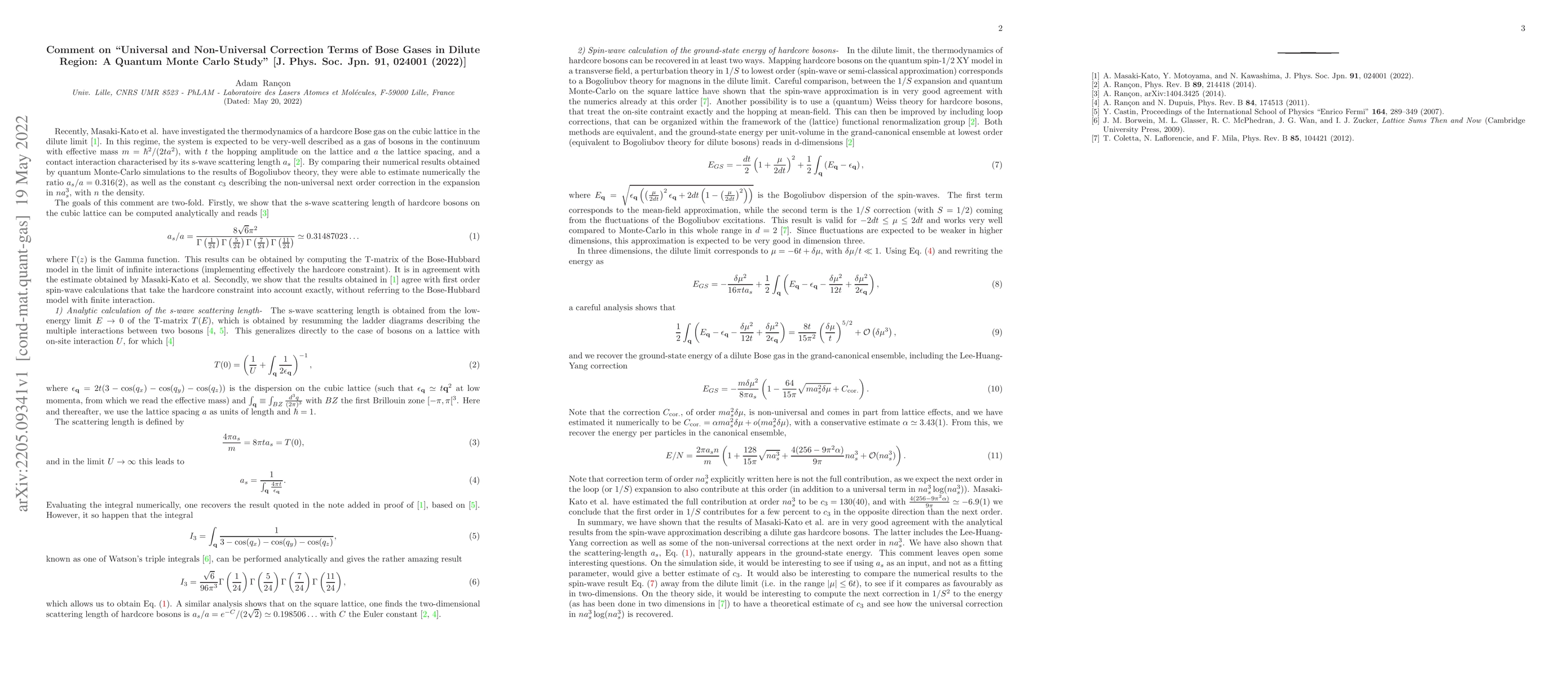 Thumbnail for Comment on "Universal and Non-Universal Correction Terms of Bose Gases
  in Dilute Region: A Quantum Monte Carlo Study'' [J. Phys. Soc. Jpn. 91,
  024001 (2022)]