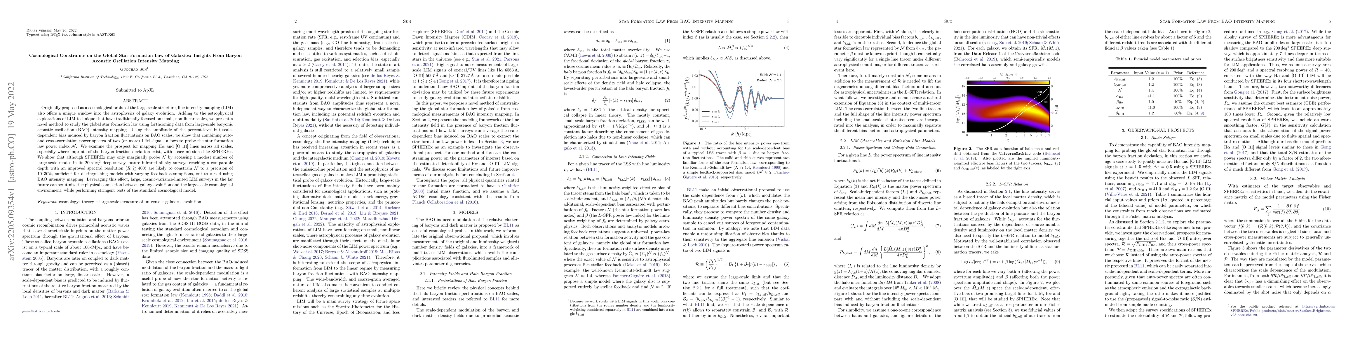 Thumbnail for Cosmological Constraints on the Global Star Formation Law of Galaxies:
  Insights From Baryon Acoustic Oscillation Intensity Mapping