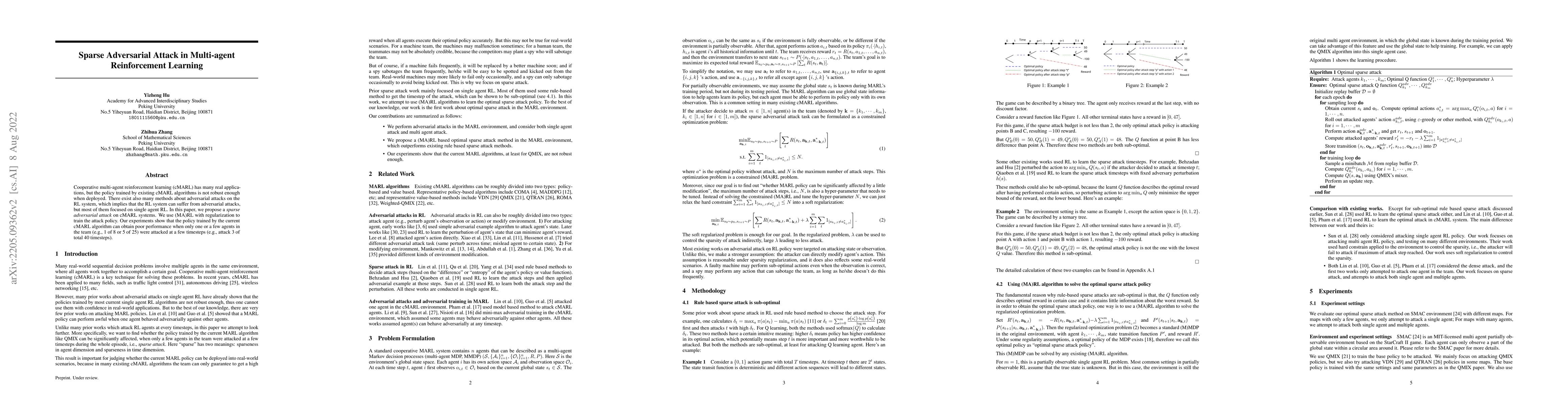 Thumbnail for Sparse Adversarial Attack in Multi-agent Reinforcement Learning