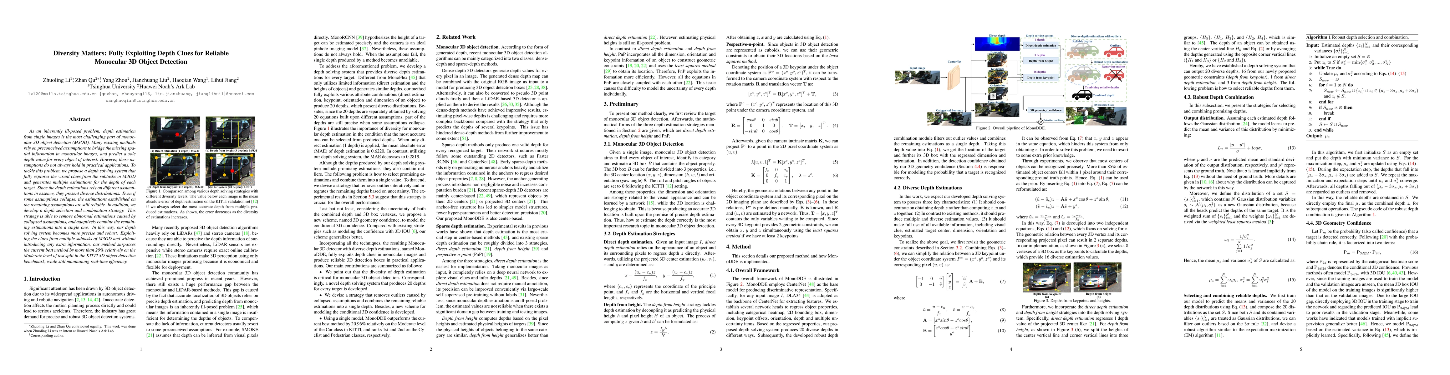 Thumbnail for Diversity Matters: Fully Exploiting Depth Clues for Reliable Monocular
  3D Object Detection