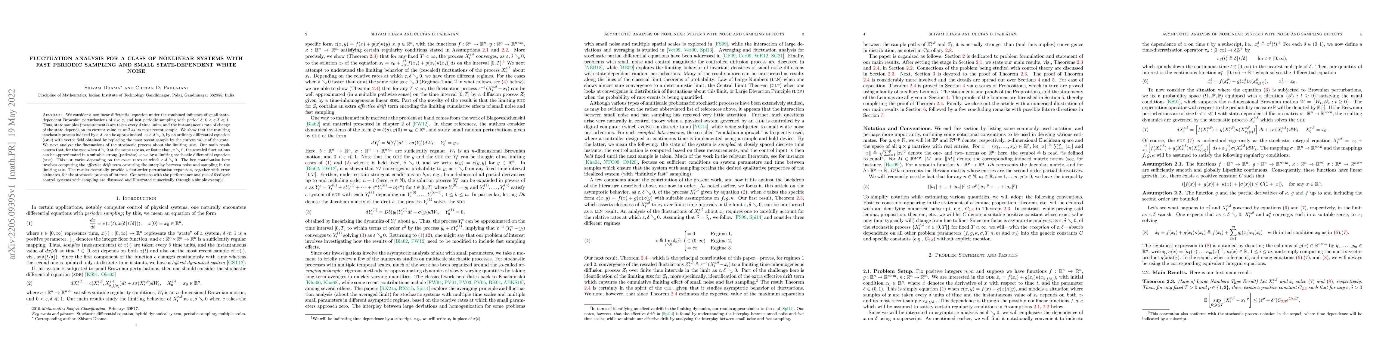Thumbnail for Fluctuation analysis for a class of nonlinear systems with fast periodic
  sampling and small state-dependent white noise