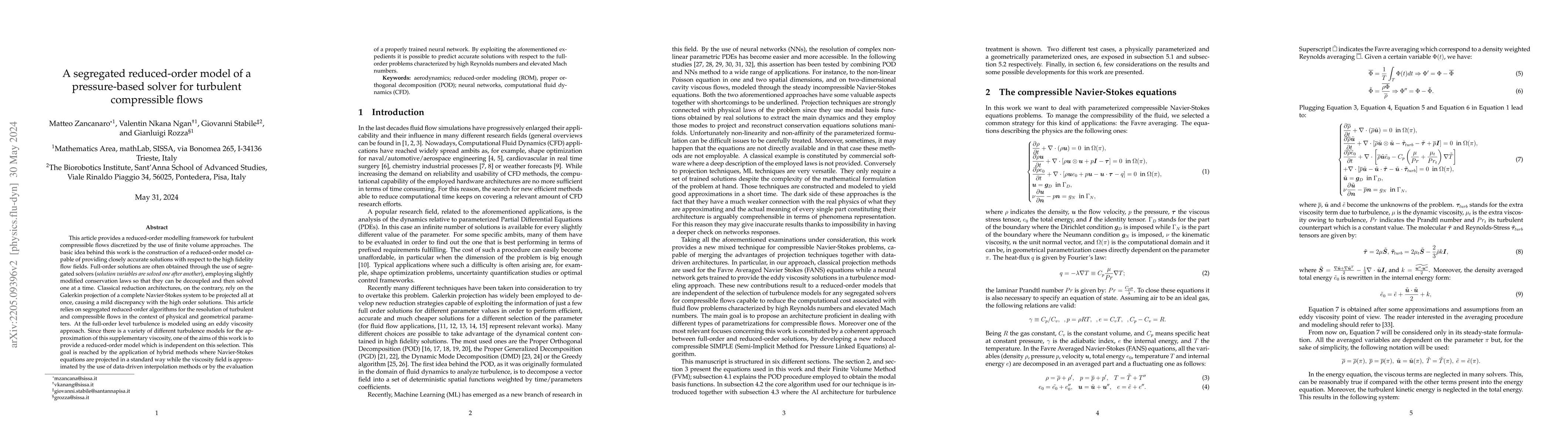 Thumbnail for A segregated reduced order model of a pressure-based solver for
  turbulent compressible flows