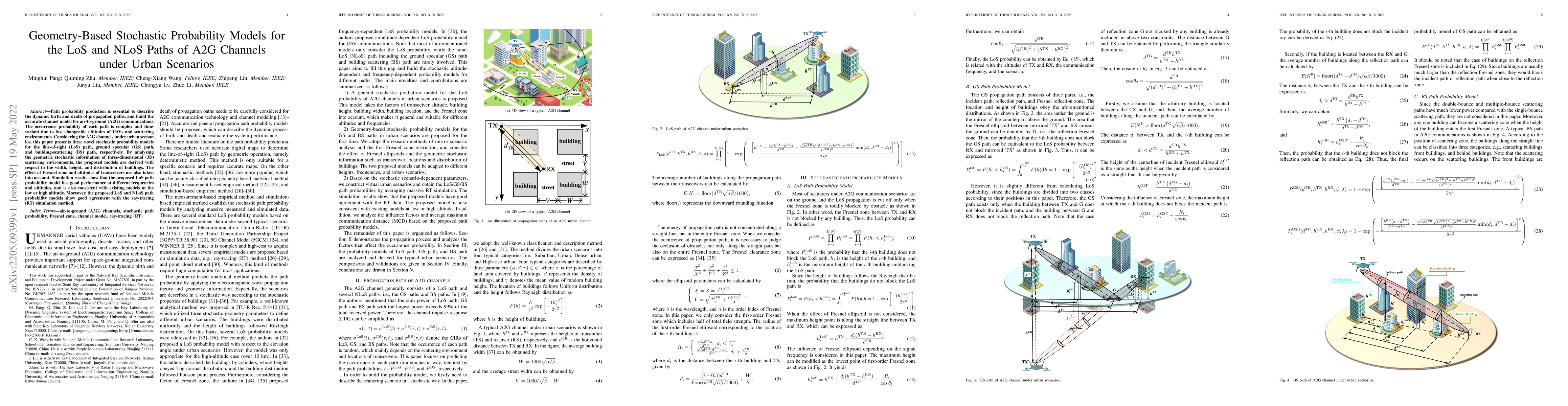 Thumbnail for Geometry-Based Stochastic Probability Models for the LoS and NLoS Paths
  of A2G Channels under Urban Scenario
