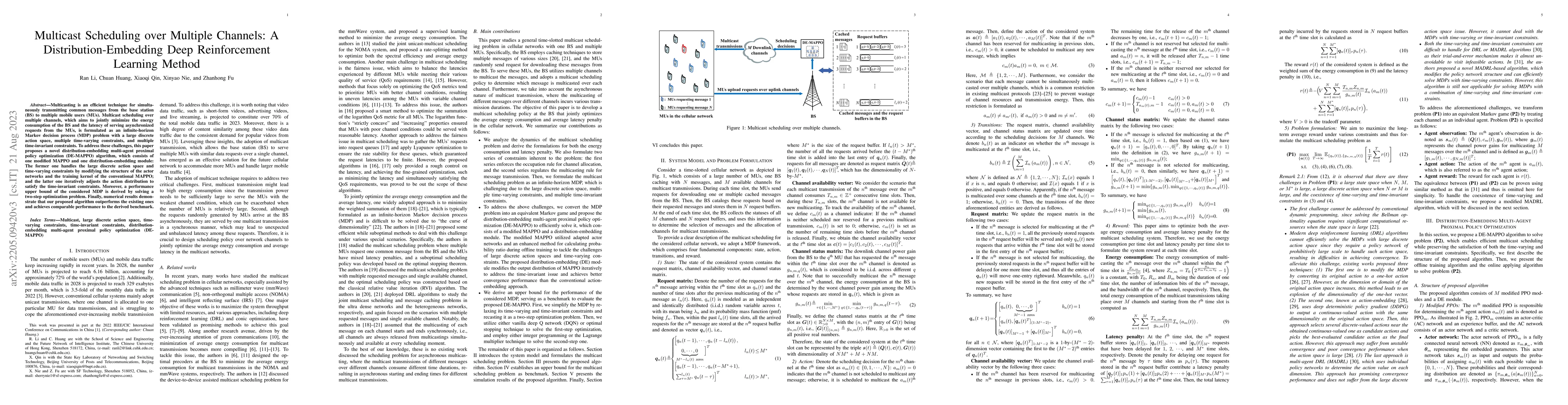 Thumbnail for Multicast Scheduling over Multiple Channels: A Distribution-Embedding
  Deep Reinforcement Learning Method