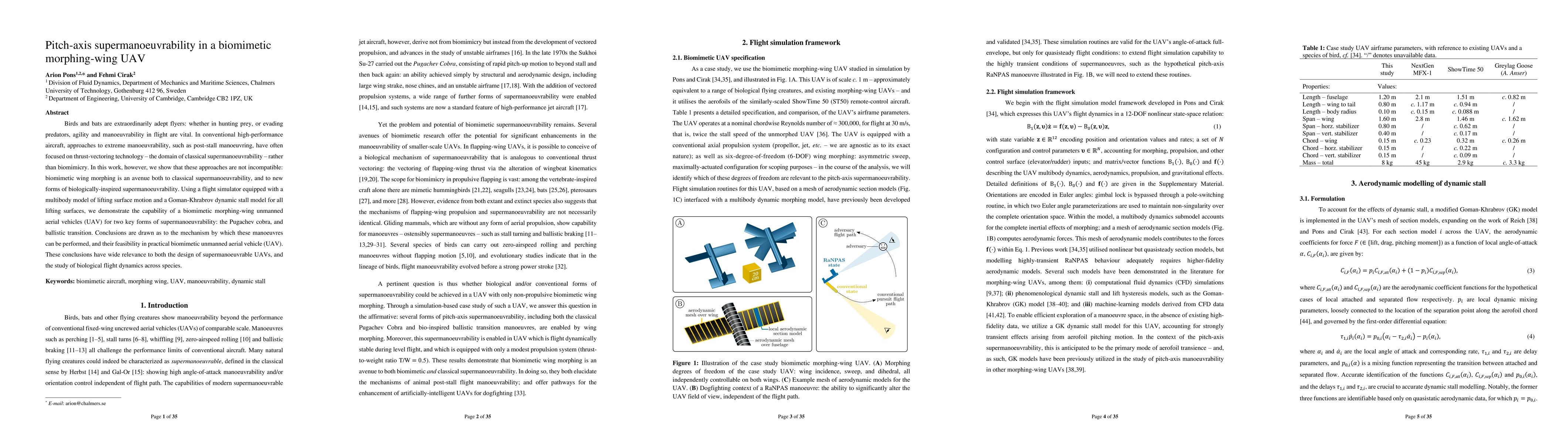 Thumbnail for Pitch-axis supermanoeuvrability in a biomimetic morphing-wing UAV
