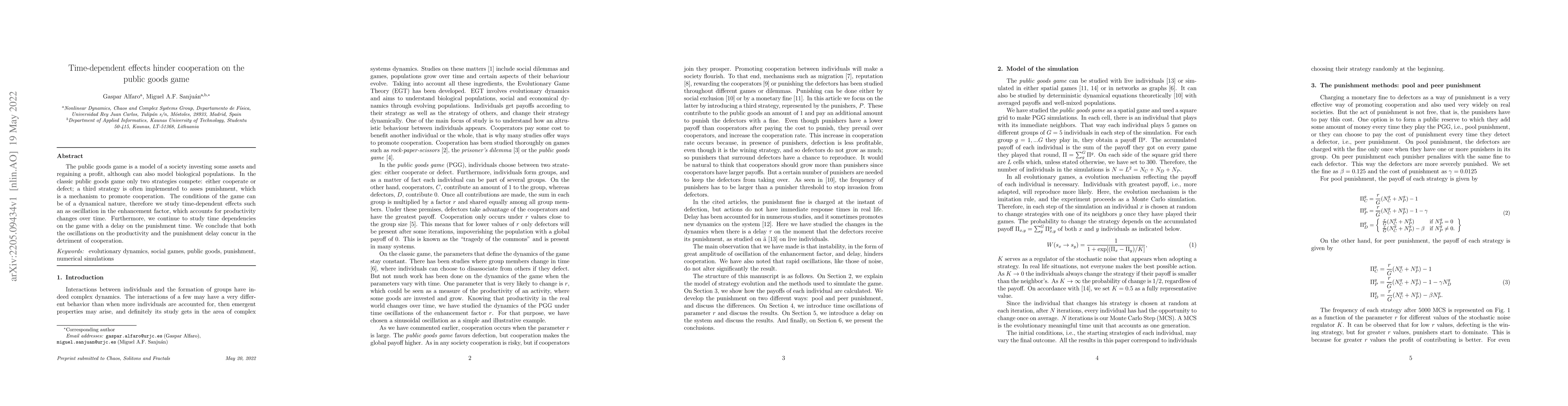 Thumbnail for Time-dependent effects hinder cooperation on the public goods game