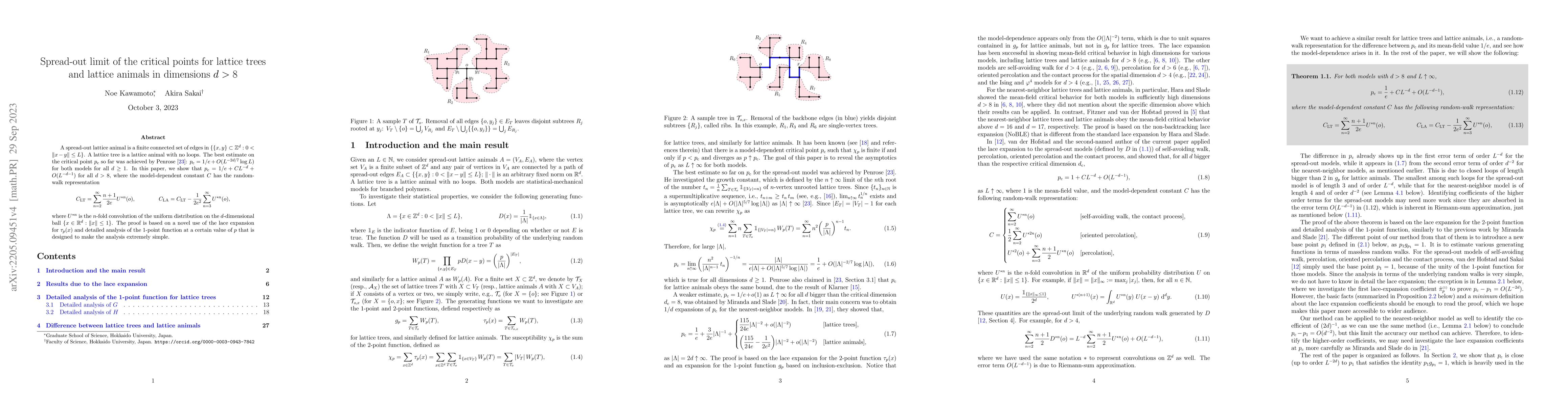 Thumbnail for Spread-out limit of the critical points for lattice trees and lattice
  animals in dimensions d>8