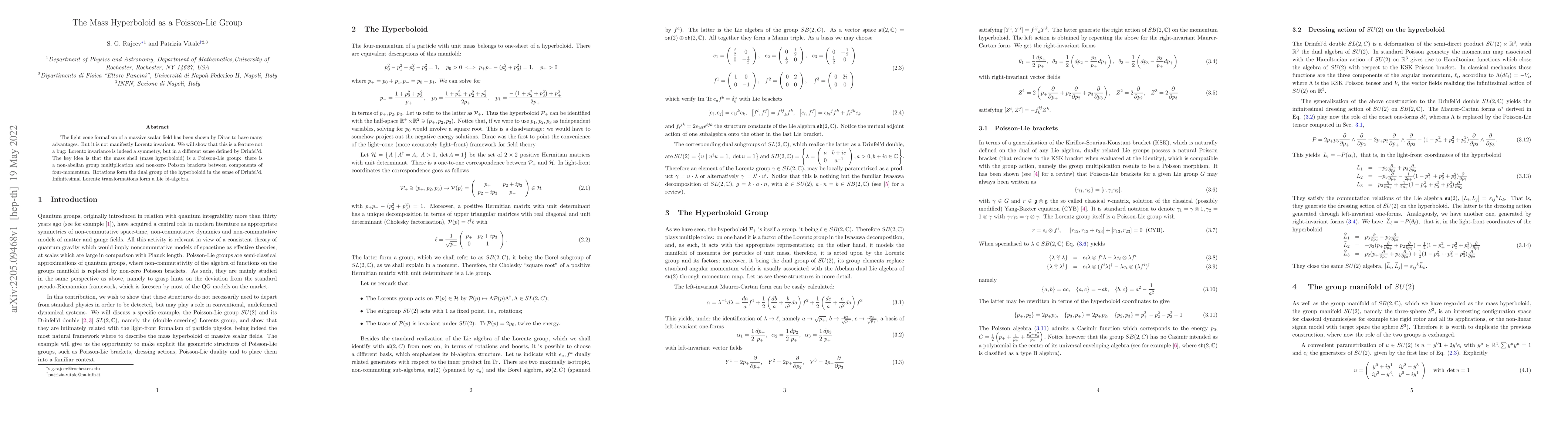 Thumbnail for The Mass Hyperboloid as a Poisson-Lie Group
