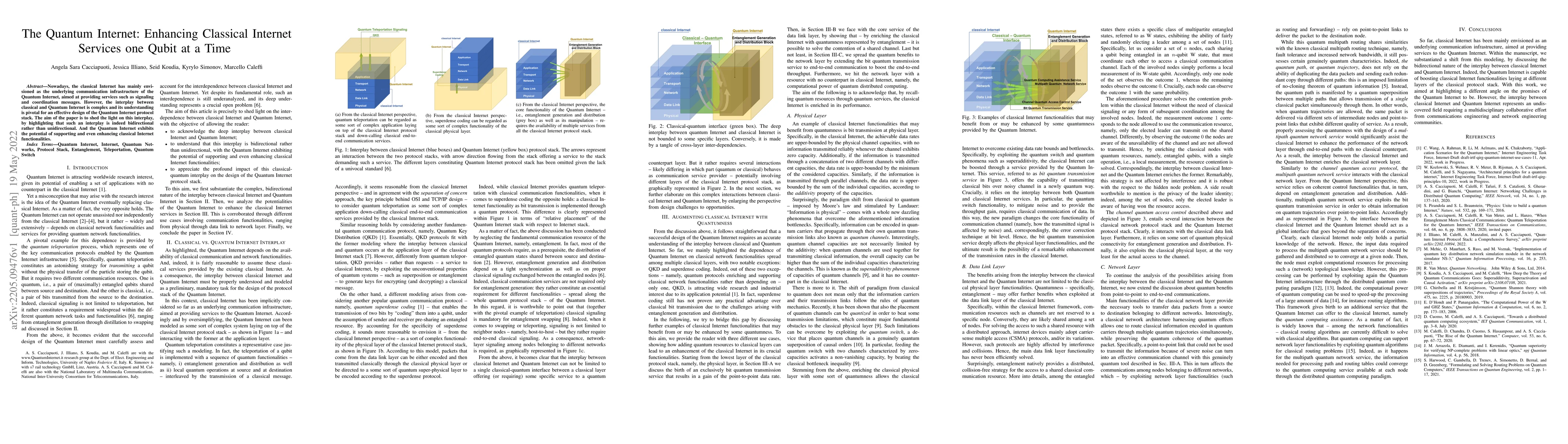 Thumbnail for The Quantum Internet: Enhancing Classical Internet Services one Qubit at
  a Time
