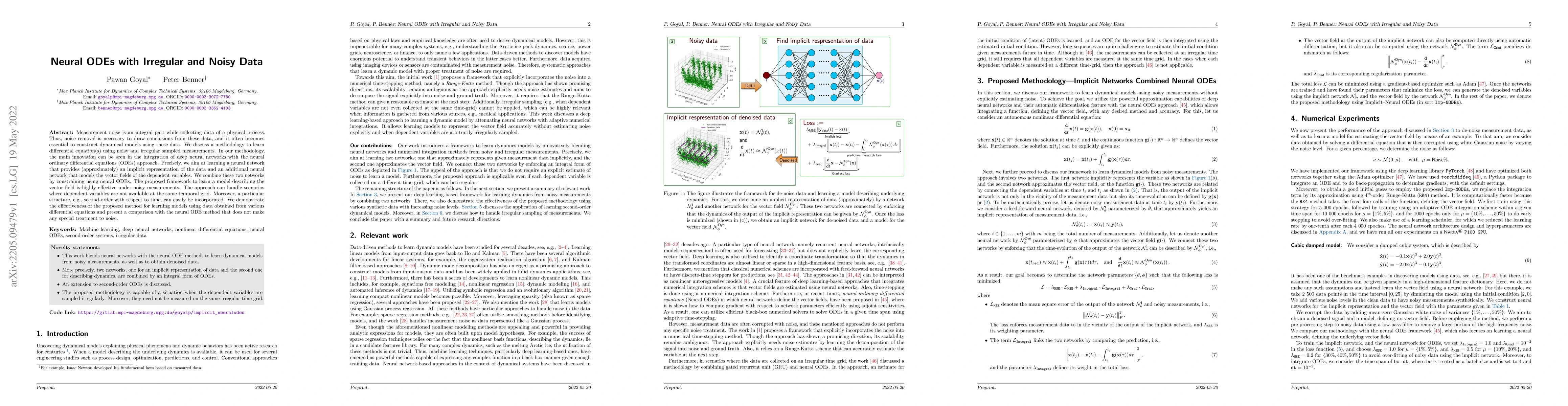 Thumbnail for Neural ODEs with Irregular and Noisy Data