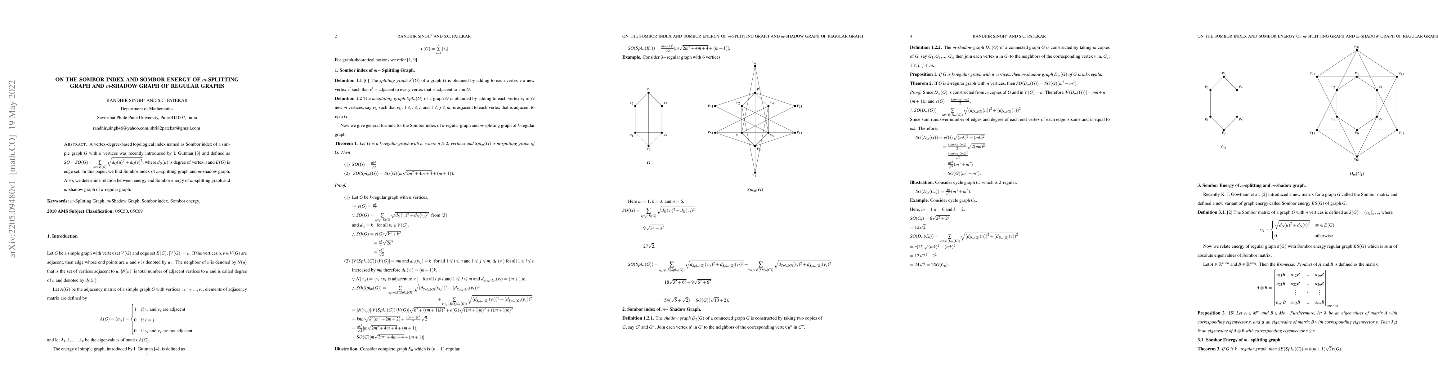 Thumbnail for On the Sombor index and Sombor energy of m-splitting graph and m-shadow
  graph of regular graphs