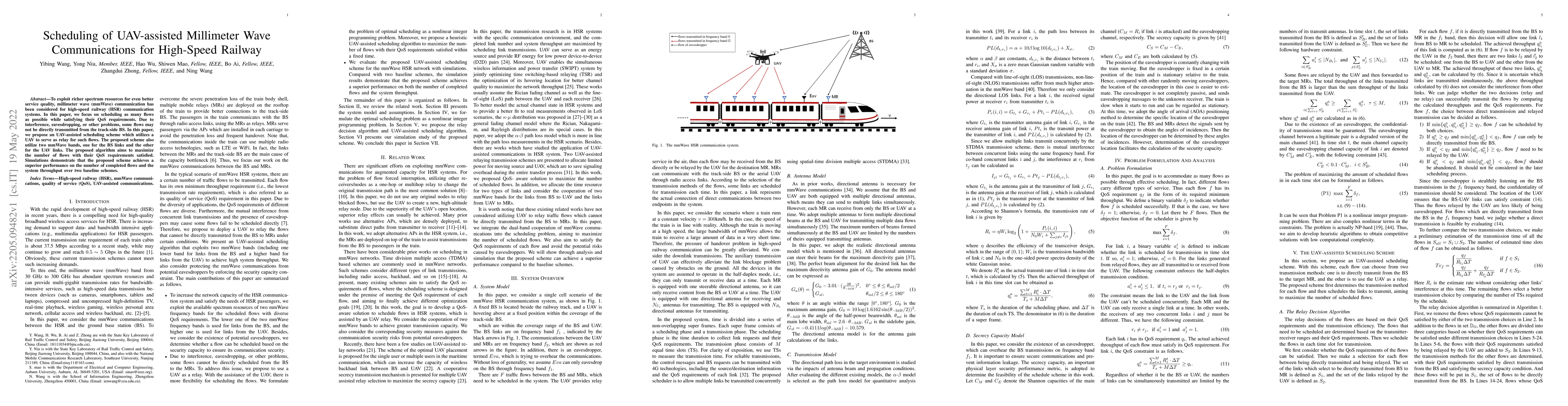 Thumbnail for Scheduling of UAV-assisted Millimeter Wave Communications for High-Speed
  Railway