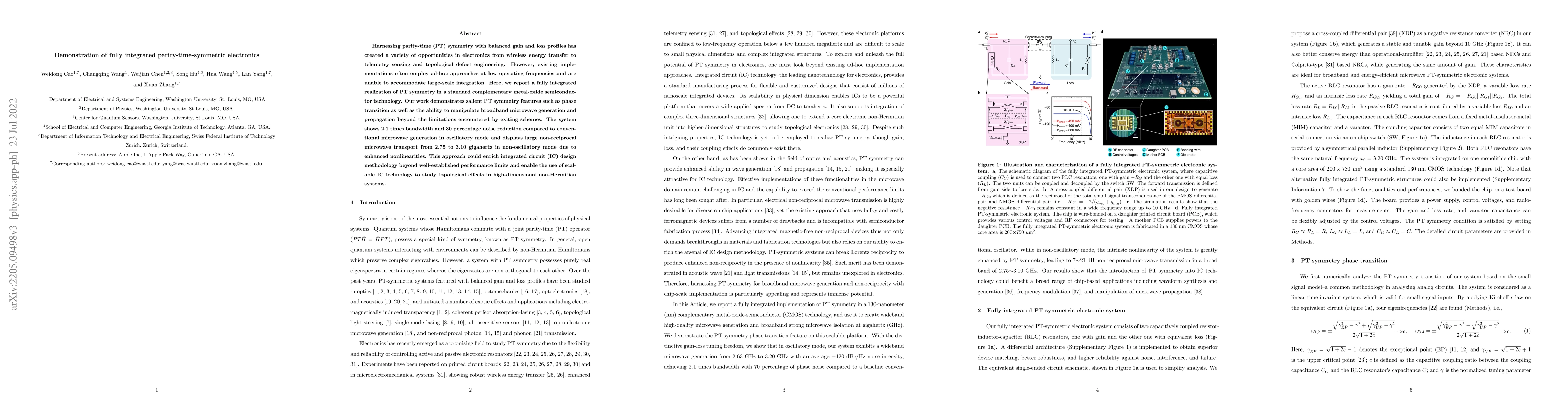 Thumbnail for Demonstration of fully integrated parity-time-symmetric electronics