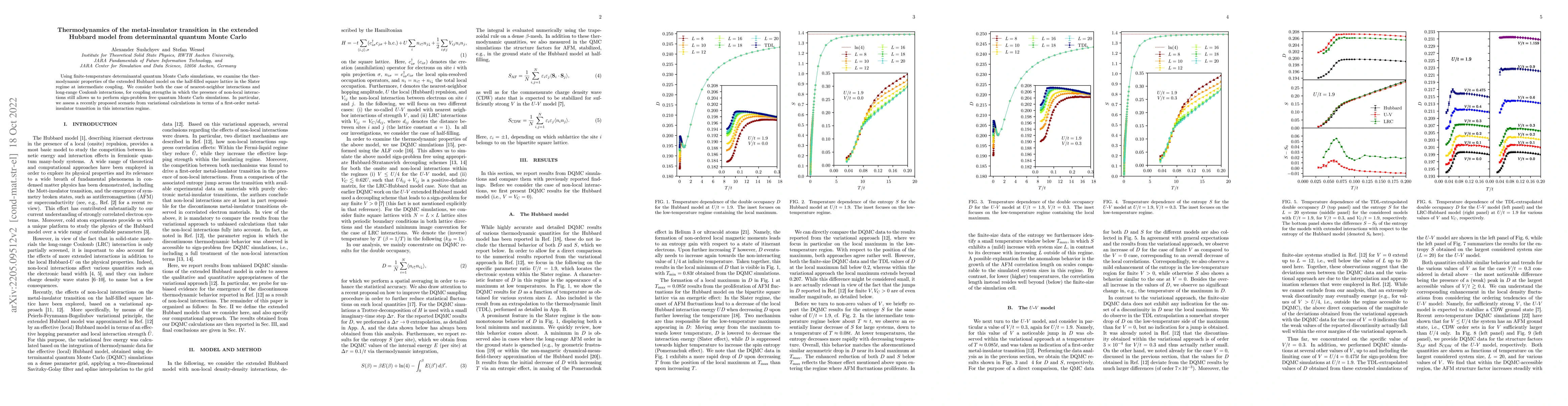 Thumbnail for Thermodynamics of the metal-insulator transition in the extended Hubbard
  model from determinantal quantum Monte Carlo