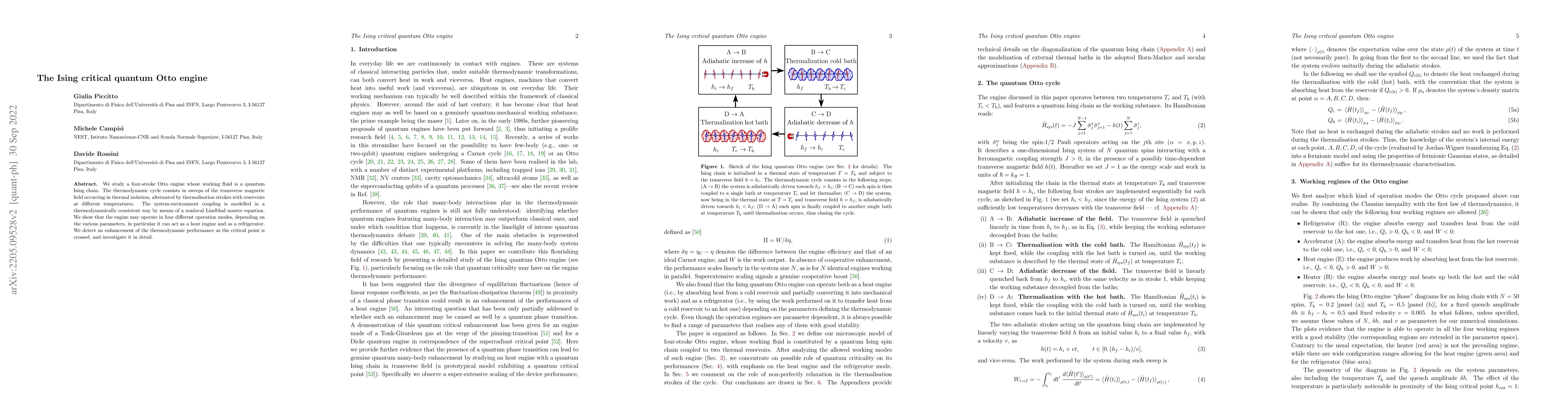 Thumbnail for The Ising critical quantum Otto engine