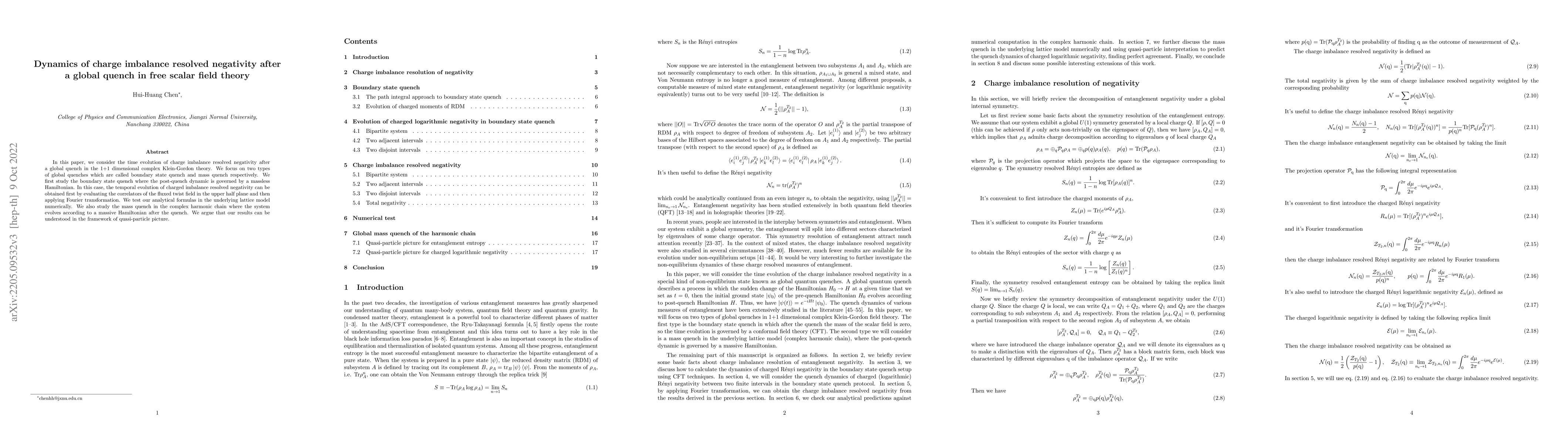 Thumbnail for Dynamics of charge imbalance resolved negativity after a global quench
  in free scalar field theory