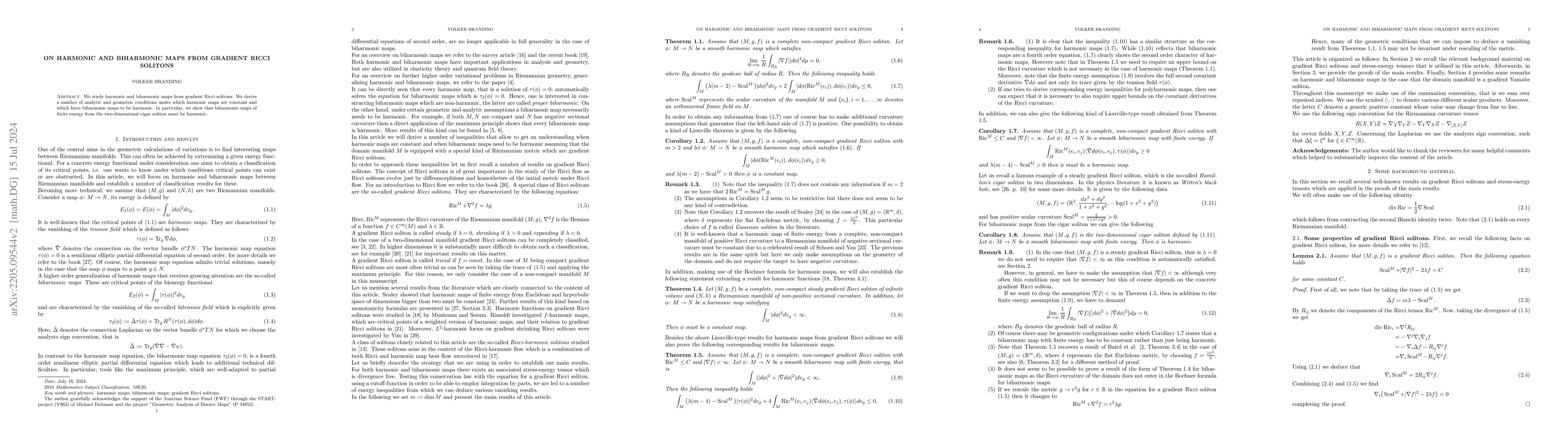 Thumbnail for On harmonic and biharmonic maps from gradient Ricci solitons