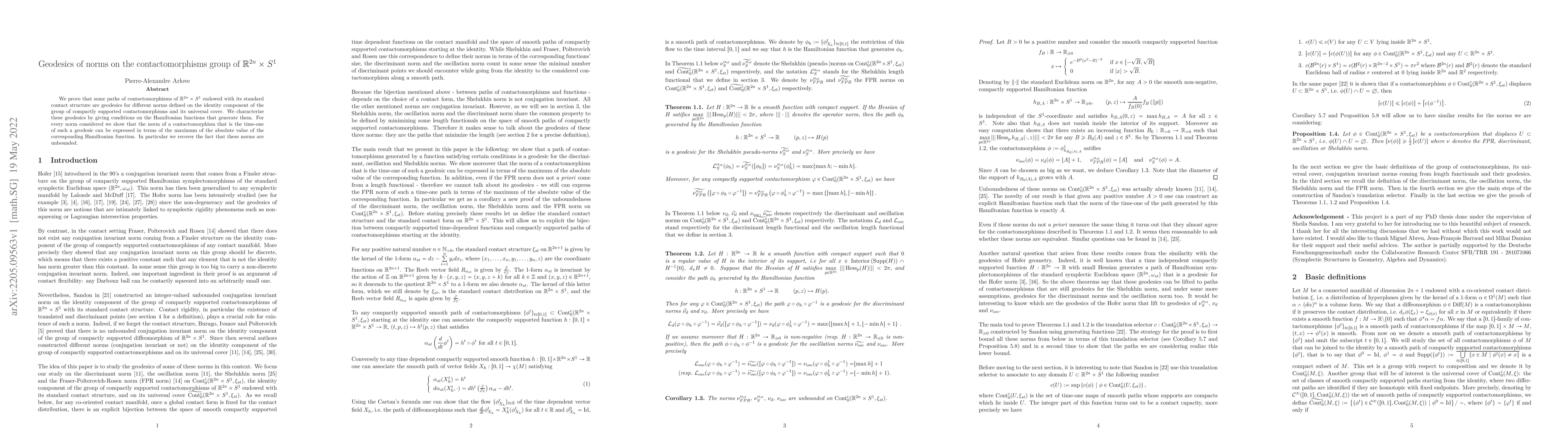 Thumbnail for Geodesics of norms on the contactomorphisms group of $\mathbb{R}^{2n}
  \times S^1$