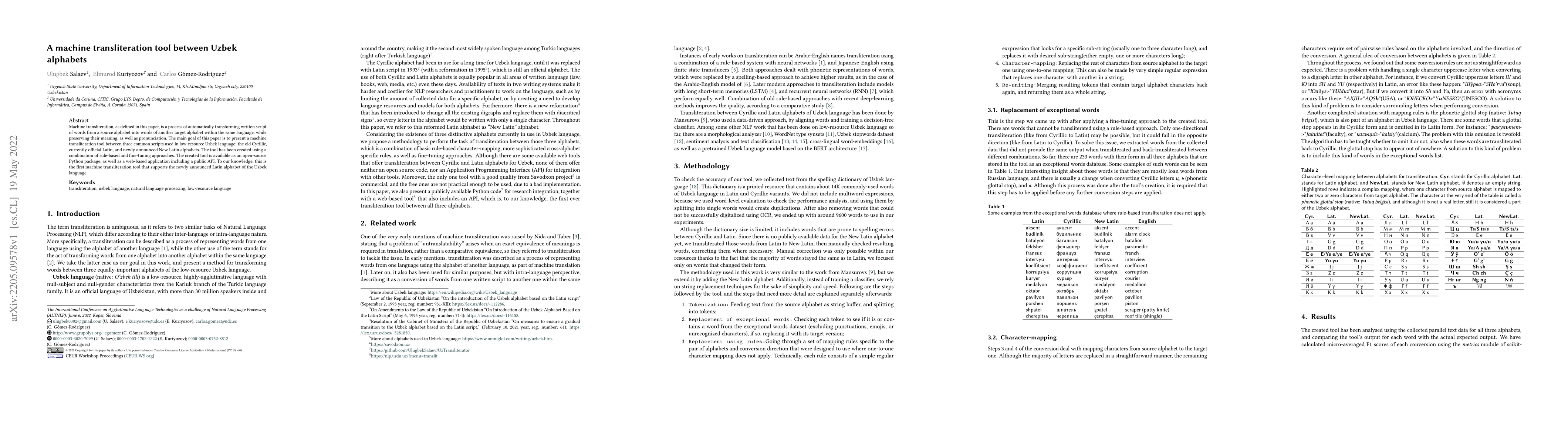 Thumbnail for A machine transliteration tool between Uzbek alphabets