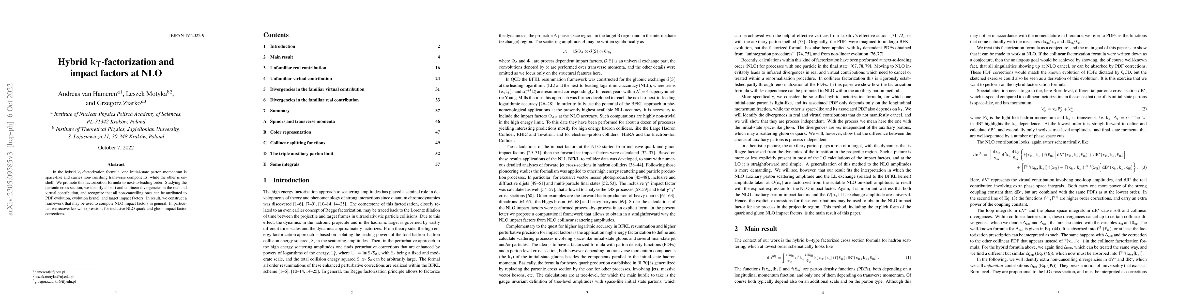 Thumbnail for Hybrid kT-factorization and impact factors at NLO