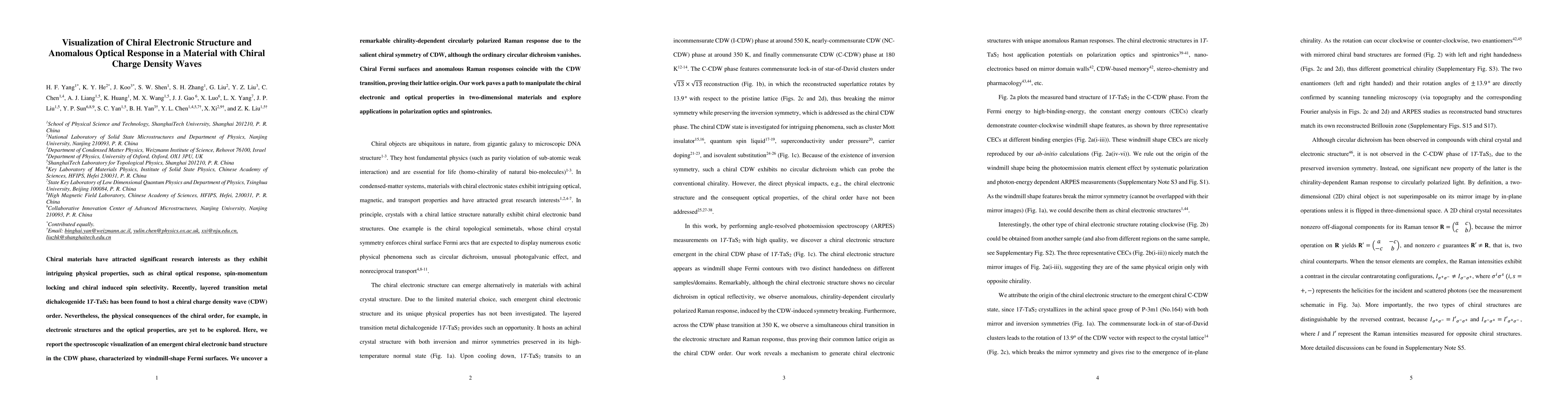 Thumbnail for Visualization of Chiral Electronic Structure and Anomalous Optical
  Response in a Material with Chiral Charge Density Waves